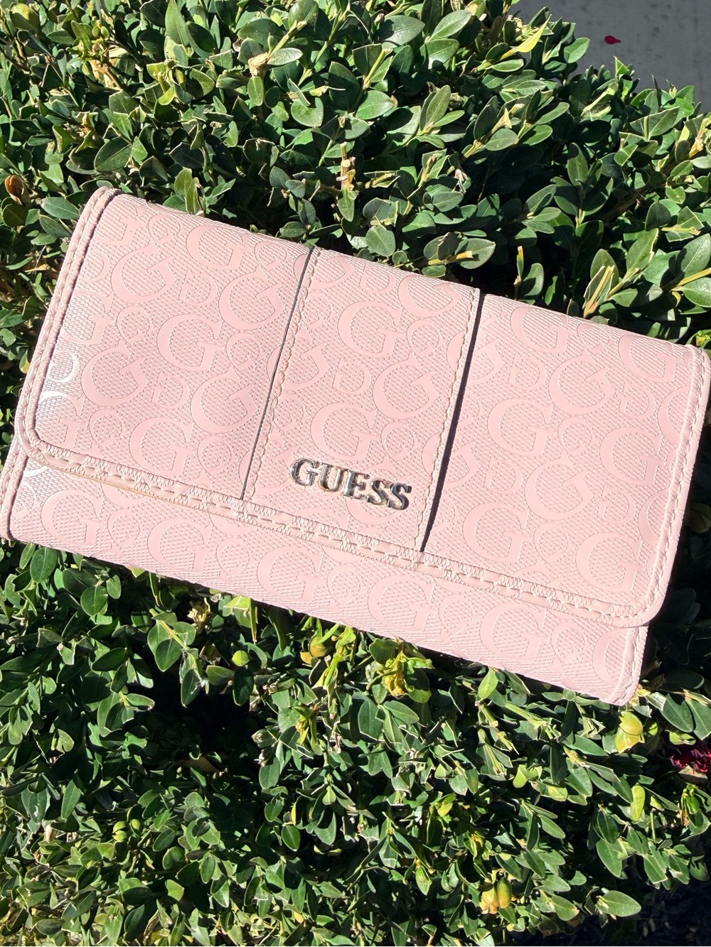 GUESS Blush Pink G Monogram Trifold Wallet Y2K